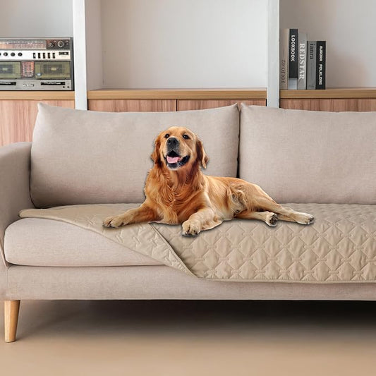 gogobunny 3X Stronger Waterproof Pet Blanket, Scratch Proof Furniture Protector for Dogs Cats, Reversible Cover 30x70 Inch, Dark Beige by gogobunny