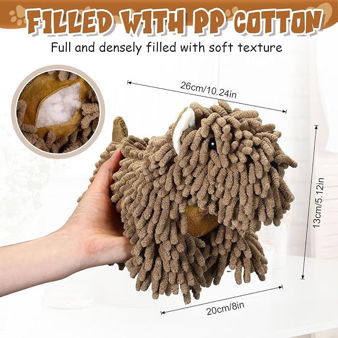 Tegeme 1 Pcs Chenille Dog Hand Towel Fuzzy Towel Absorbent Microfiber Soft for Bathroom Kitchen Washstand (Dark Brown,Standing Dog) - Image 2