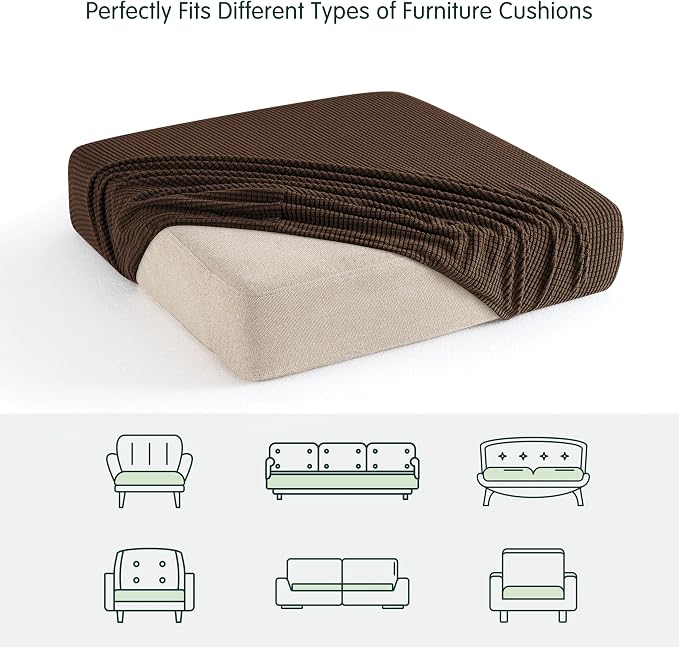 CHUN YI Stretch Couch Cushion Cover Suitable for 3 Settee, Sofa Seat Slipcover with Spandex Jacquard Fabric(Large,Chocolate) - Image 5