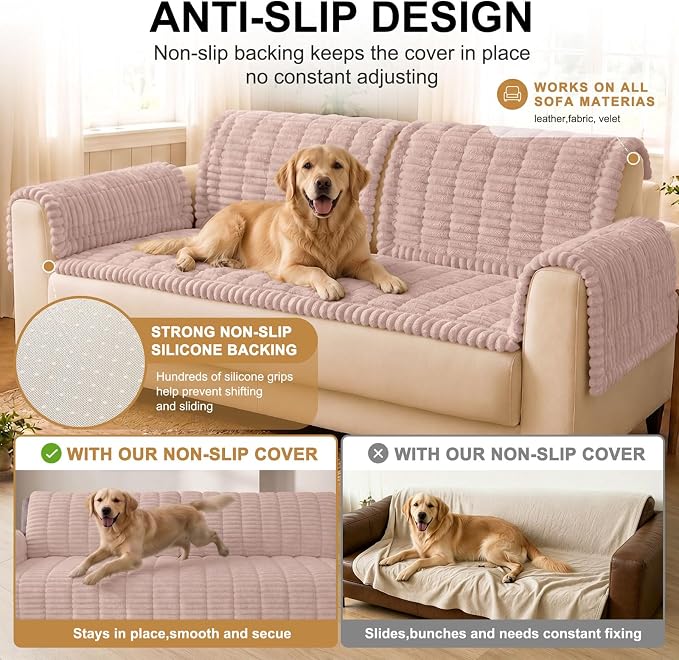 Smiry Couch Cover for Dogs, Non Slip Washable Sofa Protector for Pets | Soft Furniture Cover for Leather & Fabric Couches, Cozy Protect Against Fur, Dirt & Messes, Pet Friendly, 27.6"x59" - Image 10