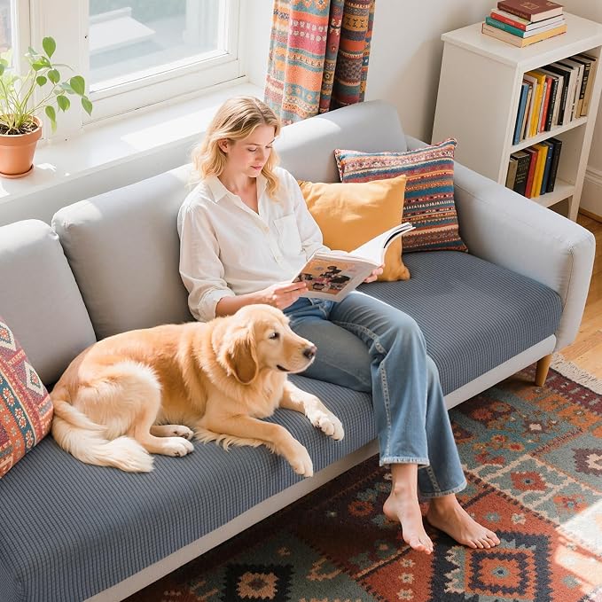 Hokway Couch Cushion Covers Stretch Cushion Covers Sofa Seat Cushion Slipcover Cushion Protector(Light Gray, Large) - Image 6
