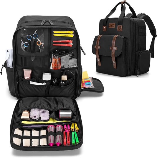 BAFASO Large Capacity Barber Case, Travel Hairdresser Bag, Black | Holds Various Hair Cutting Tools. by BAFASO