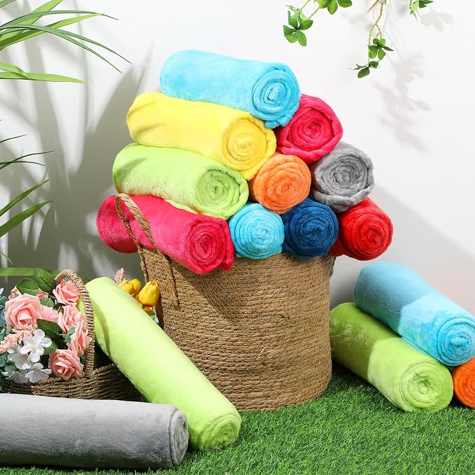 16 Pcs Flannel Fleece Throw Blanket Bulk 50 x 60 in Soft Fleece Throw Blankets Coral Bed Sofa Bulk Color Winter Warm Pet Blanket for Home Office Wedding Season Gift Homeless Donation (Bright Colors) - Image 5