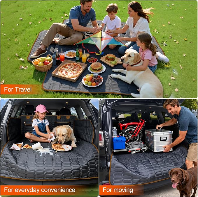 Reliadura SUV Cargo Liner for Dogs, Waterproof Trunk Cover with Bumper Flap | Brown quilted dog cargo mat with side panels, bumper flap, scratch-resistant, non-slip backing, pockets and universal fit - Image 7