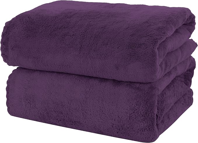 MOONQUEEN 2 Pack Premium Bath Towel Set - Quick Drying - Microfiber Coral Velvet Highly Absorbent Towels - Multipurpose Use as Bath Fitness, Bathroom, Shower, Sports, Yoga Towel (Grape Purple) by MOONQUEEN