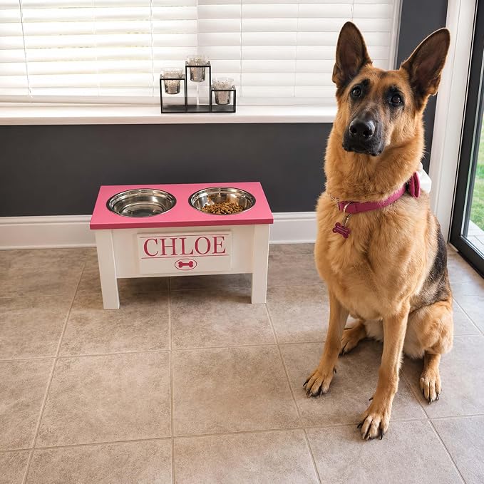 Elevated Dog Bowls for Large Dogs, Personalized Food Stand for Large Breed | Farmhouse Style, Elevated Wood Stand, Storage Container, Stainless Steel Bowls, Raised Anti-Slip Feeder, Made in USA - Image 3