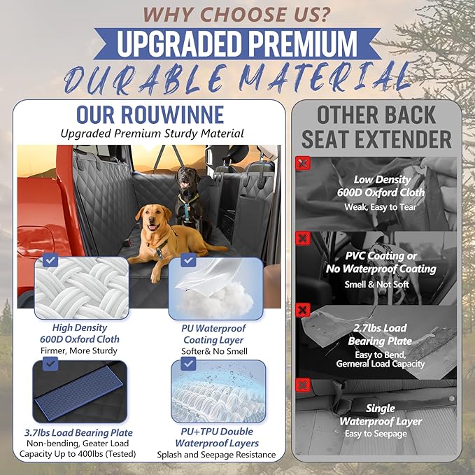 Back Seat Extender for Dogs Truck-Large Space, Hard Bottom Dog Pet Seat Cover Back Seat, Waterproof Dog Hammock for Crew Cab Trucks F150, RAM1500, Sierra, Tundra, Silverado, Black - Image 4