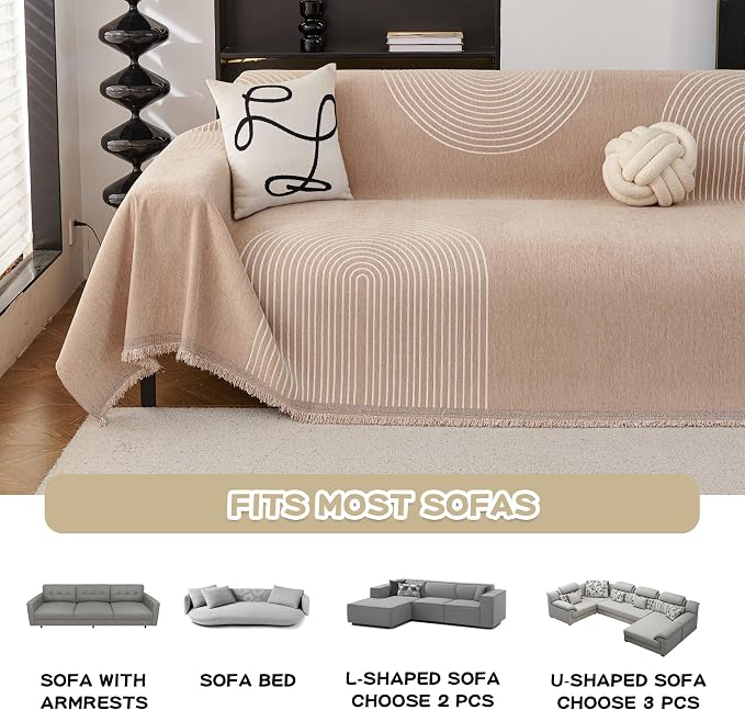 MEETSKY Couch Cover Sofa Cover Washable,Chenille Sofa Covers for 2 Cushion Couch Sofa, Sofa Slipcover Loveseat Pet Couch Covers for Sectional Sofa, 71" X118" - Image 7