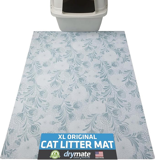 Drymate Cat Litter Box Mat, Litter Trapping Mat, Light Blue, 29x36 XL | Waterproof, Urine-Proof, Absorbent, Machine Washable, Soft on Paws, Contains Mess, Protects Floors, Kitten Supplies, USA Made by Drymate