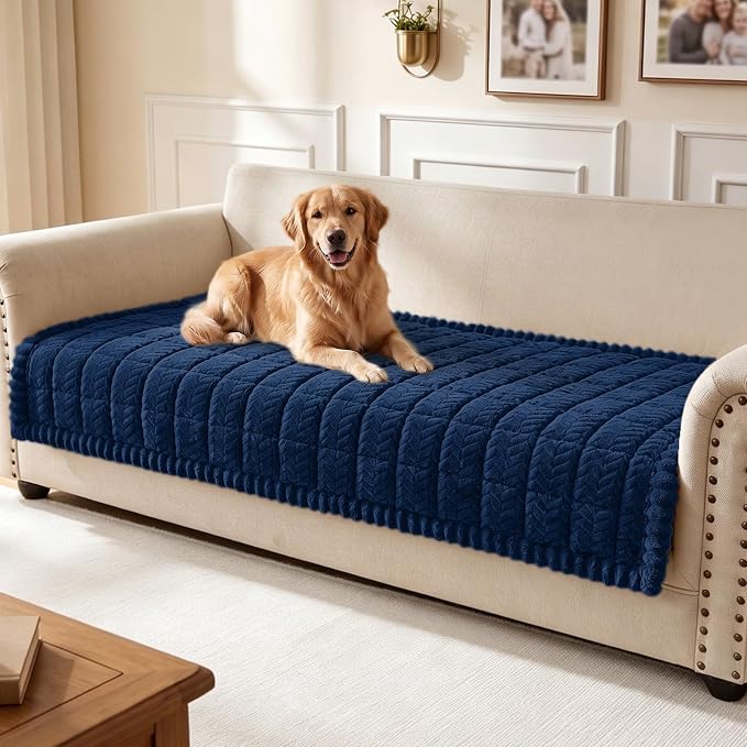 Smiry Couch Cover for Dogs, Non Slip Fuzzy Pet Sofa Covers Washable | Sofa Slipcovers for 3 Cushion Couch, Soft Thick Furniture Protector for Cats Dogs, Against Fur, Dirt, Scratch (35.4"x95") by Smiry