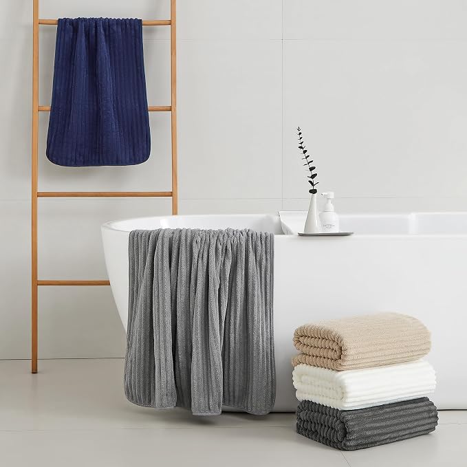 6 Piece Bath Towel Set, 30"x60" Towels, Charcoal Gray | Microfiber,Quick dry, Highly Absorbent,shower towels for bathroom gym,2 large Bath towels,2 hand towels,2 washcloths - Image 4