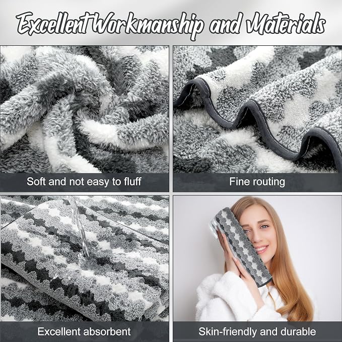 SmoothNovelty 16 Pack Microfiber Bath Towels Bulk 27'' x 60'' Oversized Size Bath Towel Highly Absorbent Extra Large Soft Drying for Beach Shower Summer Salon Sport Gym Party (Cone,Grey) - Image 3