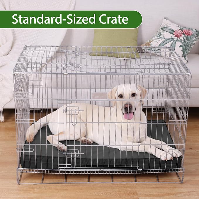 Vonabem Outdoor Dog Bed Waterproof Washable, XXL Large Crate Pad 48 Inch, Wipeable Leather Pet Beds with Removable Cover, Durable Foam Anti-Slip Kennel Pad 47"x29" Black - Image 6