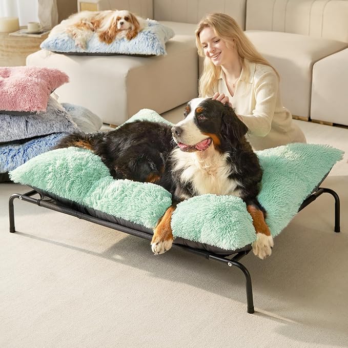EHEYCIGA Fluffy Dog Crate Bed, Plush XX Large Dog Pillow, Apple Green | Xlarge Calming Anti Anxiety Plush Faux Fur Mat for Large size dogs, Washable Soft Warm Dog Pad with Non-Slip Bottom - Image 9