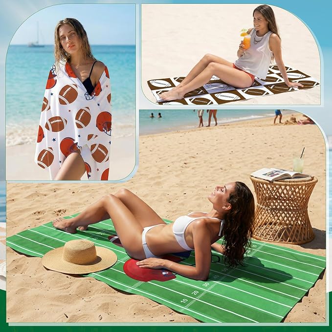 EBOOT 10 Pack Football Beach Towels Bulk, Microfiber Quick Dry Pool Towels, 36 x 72 Inch Lightweight Swim Towel for Football Party, Sports Team, Beach Trips and Pool Guests - Image 6