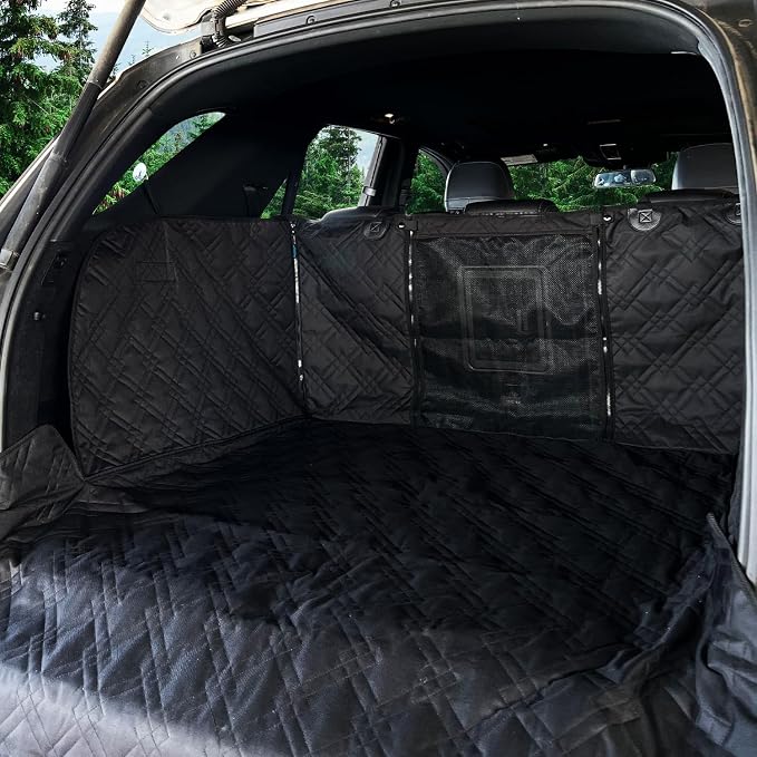 Bulldogology SUV Cargo Liner for Dogs 55"x82" Heavy Duty Complete Pet Trunk Cargo Cover Area - Trunk Cover Car Protector for Dogs Waterproof Nonslip Mat - Dog Cargo Liner SUVs Vans Cars (Large, Black) by BulldogologyPetSolutions