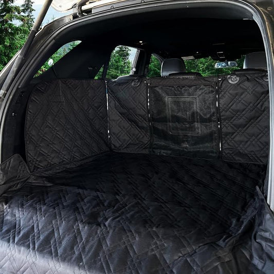 Bulldogology SUV Cargo Liner for Dogs 55"x82" Heavy Duty Complete Pet Trunk Cargo Cover Area - Trunk Cover Car Protector for Dogs Waterproof Nonslip Mat - Dog Cargo Liner SUVs Vans Cars (Large, Black) by BulldogologyPetSolutions