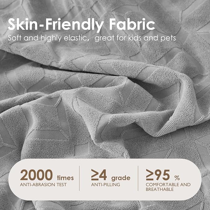 Genina Waterproof Couch Cushion Covers for Pets Washable Sofa Seat Covers | Non Slip,Stretch Jacquard Fabric,Pet Hair & Scratch Protection,Easy Installation,Furniture Protector,Loveseat Cover - Image 3