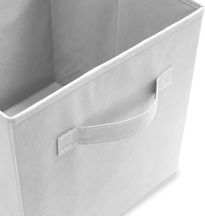 Casafield Set of 12 Collapsible Fabric Cube Storage Bins, White - 11" Foldable Cloth Baskets for Shelves, Cubby Organizers & More - Image 3