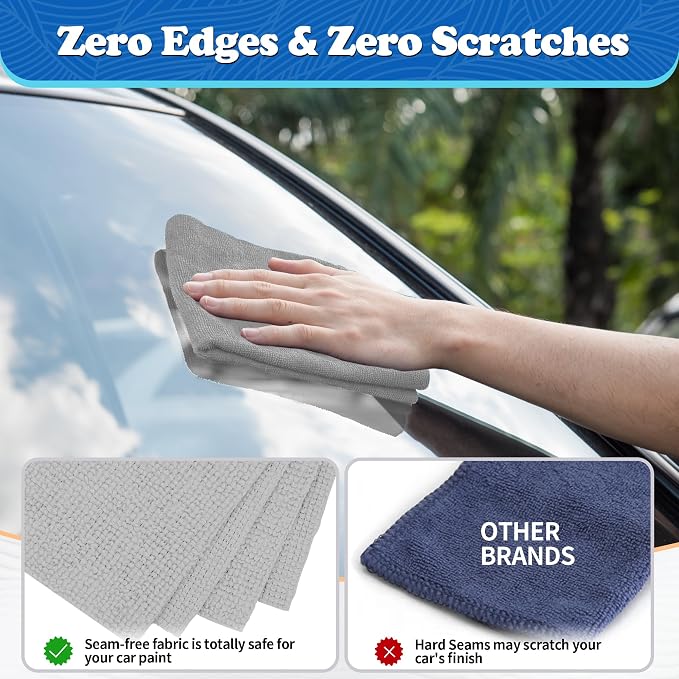 FIXSMITH Shop Towels, Microfiber Cleaning Cloth Bulk, 200 Pack Microfiber Towels for Cars, All-Purpose Absorbent Cleaning Rags, Dust Cloth for Automotive, Mechanic, Garage, Bar, 11.5 x 11.5 inch - Image 4