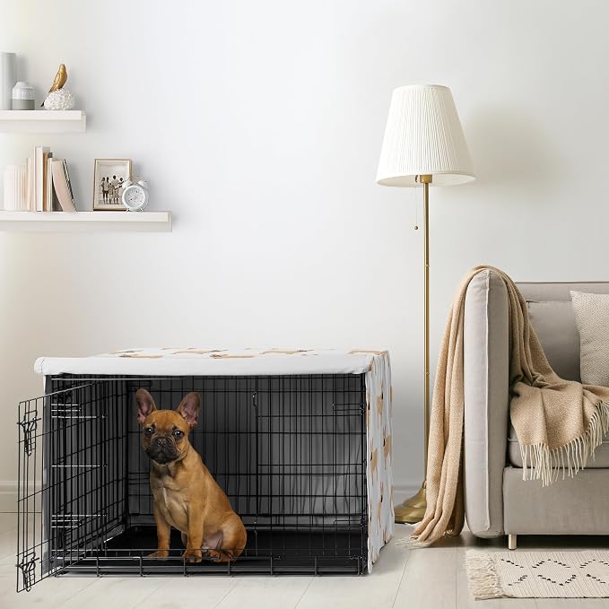 Sweet Jojo Designs 36in. Medium Dog Crate Cover (Frenchie) Pet Cage, Kennel Covers (French Bulldog, Puppy Dogs, Modern, Dog, Whimsical, Pet, Puppies, Cartoon, Minimalist Doggy) - Image 2