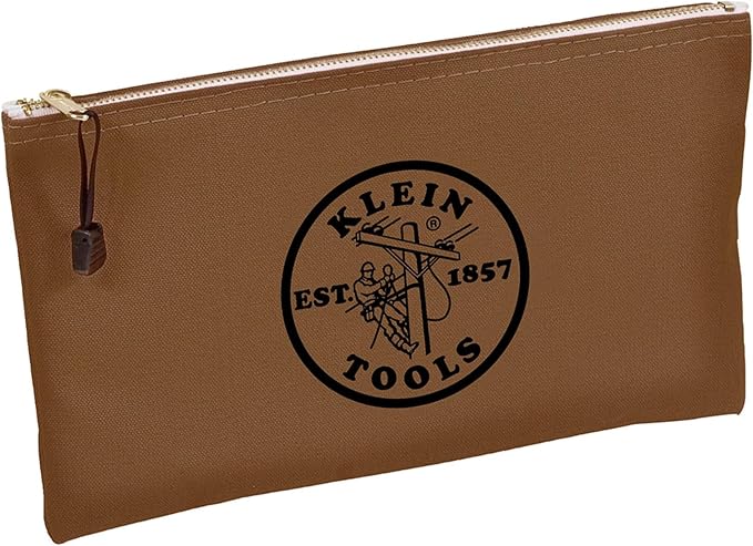 Klein Tools 5141 Zipper Tool Bag, Tool Pouch, Bank Deposit Canvas Utility Bag, 12.5 x 7-Inch, Brown/Black/Gray/Red 4-Pack - Image 9