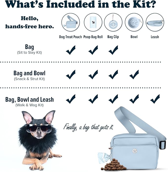 Puppington 3-in-1 Crossbody Dog Walking Bag & Treat Pouch with Matching Planet Safe Poop Bags & Built-In Dispenser - Dog Mom Gift for Puppy Training with Zippered Pockets (Ice Blue) - Image 9
