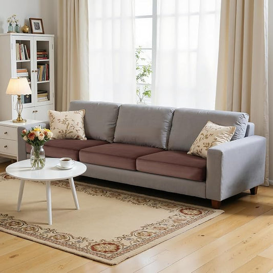 Hokway Velvet Couch Cushion Covers Water Resistant Seat Covers Stretch Sofa Cushion Protector(3 Cushion XL-Sofa, Brown) by Hokway