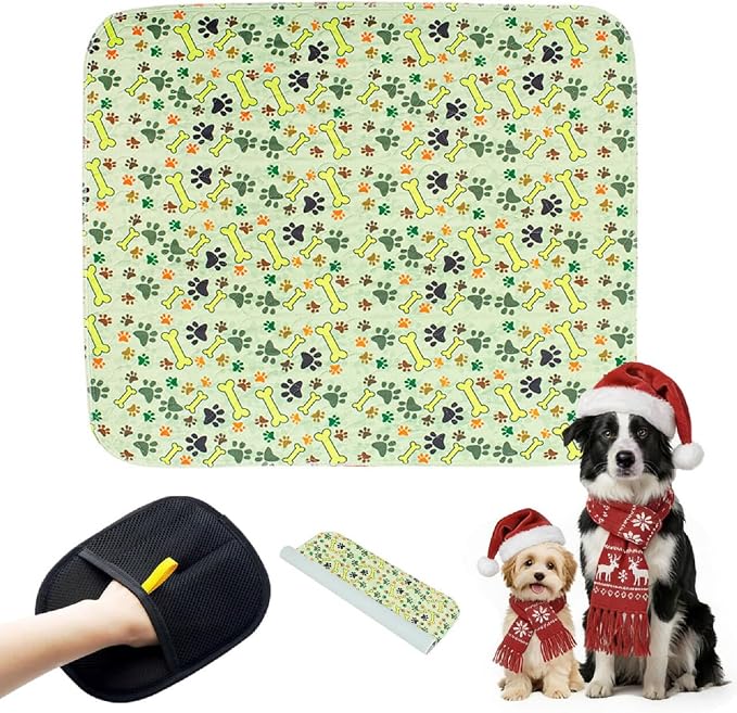 Puppy Pee Pads with Pheromones, Washable Puppy Training Pads for Dogs Reusable Puppy Potty Pads for Dogs and Cats(with Pet Hair Removal Gloves) by WelcometothekovziorxBrand