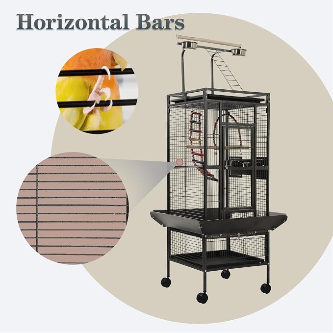 Large Bird Cages for Parakeets, Cockatiel Cage for Birds with Parrot Toys,Skirt Seed Catcher, Play Top Slide-Out Tray for Conure Canary Finch Lovebird Pigeon Budgie Quaker Parrot - Image 8