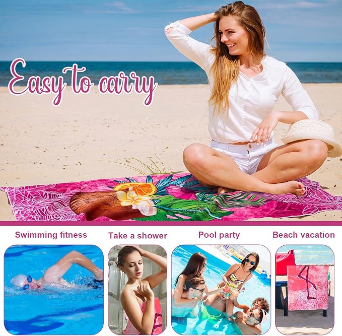 EBOOT 10 Pack Oversized Beach Towel Set Extra Large Pool Towels Microfiber Quick Dry Swim Blanket for Adult Women Men Face Hand Body Bath Travel Pool(Elegant Color,28 x 59 Inch,Summer) - Image 5