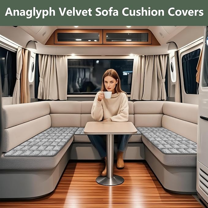 Paw Cart Couch Cover Caravan Quilted Sofa Topper Greek Key Pattern Washable Non Slip Soft Pet Protector for Any Type of Couch (Light Gray,W 35“ x D 28” 1 Piece) - Image 2