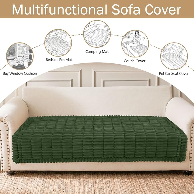 hyha Couch Cover for Dogs, Washable Non Slip Plush Flannel Sofa Protector | Thick Flannel, Silicone Anti-Slip Backing, Pet Hair & Scratch Protection, Fits Sofa & Loveseat (35.4" x 82.7") - Image 3
