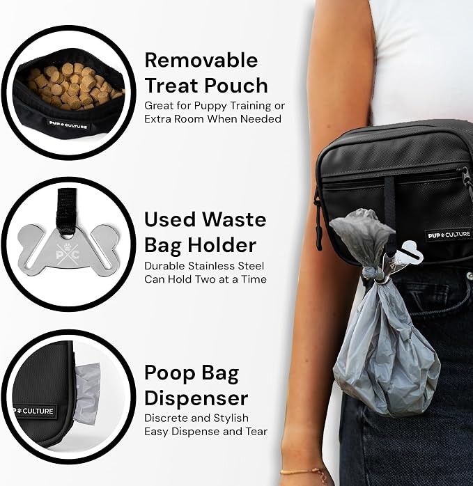 Pup Culture Dog Treat Pouch with Poop Bag Dispenser and Removable Treat Pouch | Cross Body Dog Walking Bag | The Perfect Puppy Training Tool and Even Better Gift - Image 4