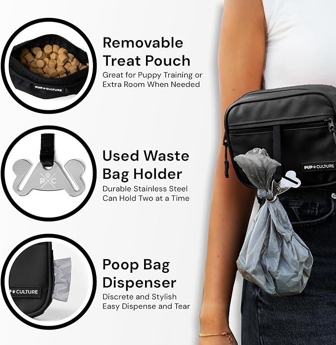 Pup Culture Dog Treat Pouch with Poop Bag Dispenser and Removable Treat Pouch | Cross Body Dog Walking Bag | The Perfect Puppy Training Tool and Even Better Gift - Image 4