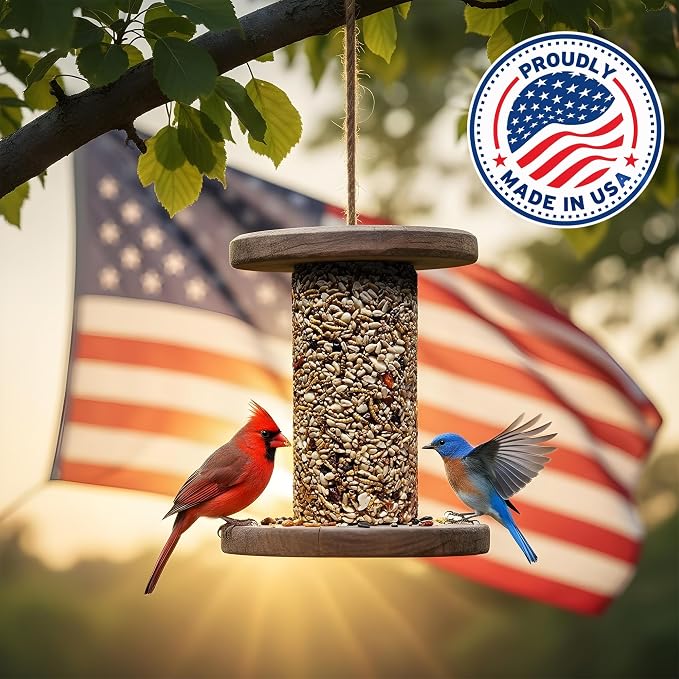Bugs, Nuts & Berries Bird Seed Cylinders with Hole - USA Made (4" x 7.75") | Mealworms, Nuts & Berries Blend, Protein Rich, Cylinder Bird Seed, No Filler, Attract Wild Birds, Natural Ingredients, 1.5lbs - Image 4