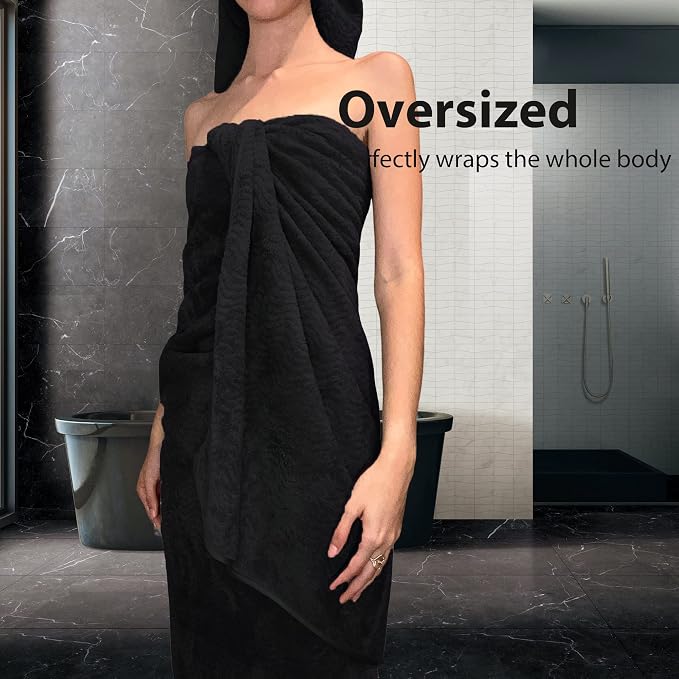 Smuge Ultra Soft 8 Piece Textured Bath Towel Set for Bathroom Shower Pool, Kitchen, Quick Dry, Lightweight Highly Absorbent - 2 Oversized Bath Towel Sheets, 2 Hand Towels, 4 Washcloths - Black - Image 8