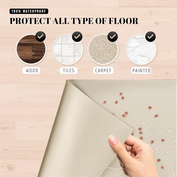 AVERYDAY 100% Waterproof Thicker Silicone Dog Food Mat, 0.63'' Raised Edge Bowl Mat for Food & Water, Non Slip Pet Feeding Placemat for Messy Drinkers, Perfect for Large Medium Small Breeds, 32"x24" - Image 5