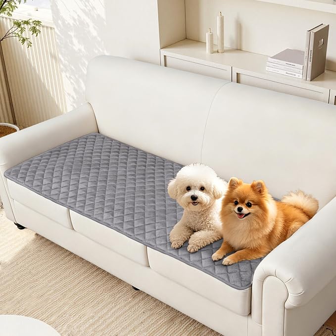 ALIECOM Sofa Cover Waterproof Couch Cover for Dogs Washable Velvet Sofa Slipcovers for 3 Cushion Couch Pet Friendly Non Slip Living Room Furniture Protector (Grey, 27.6" x 70.9") - Image 8