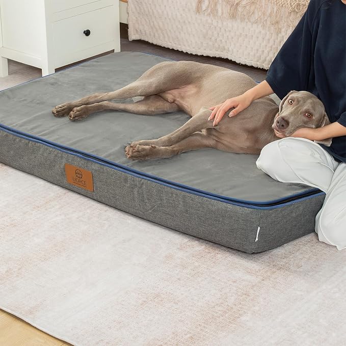 LIORCE Orthopedic Memory Foam Giant Dog Bed - 6" Thick Beds for Large Sized Dog - Waterproof Removable Washable Cover & Wrap-Around Zipper - Ultimate Comfort & Easy Maintenance, Dark Grey - Image 4