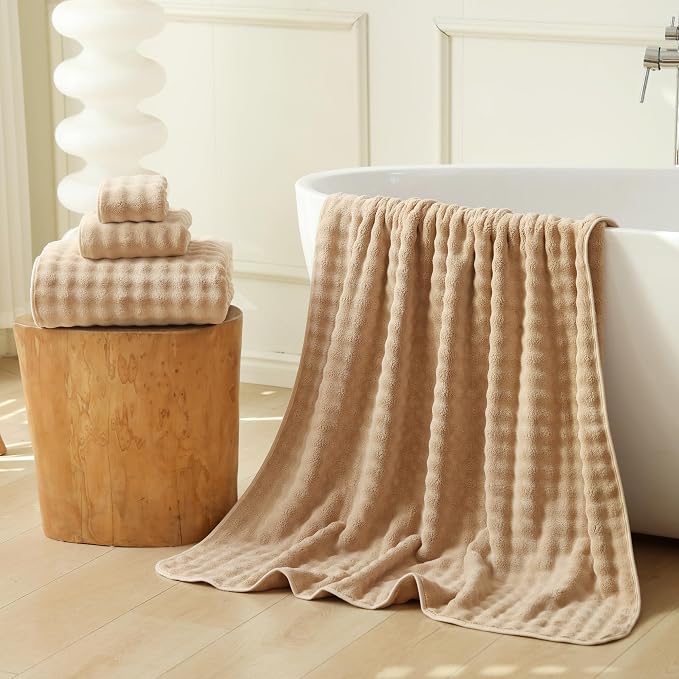 Bath Sheets Set 40x80 Inches Microfiber Extra Large BathTowels Super Soft Absorbent Quickly Dry Shower Towels for Bathroom (Beige,PK 6) - Image 2