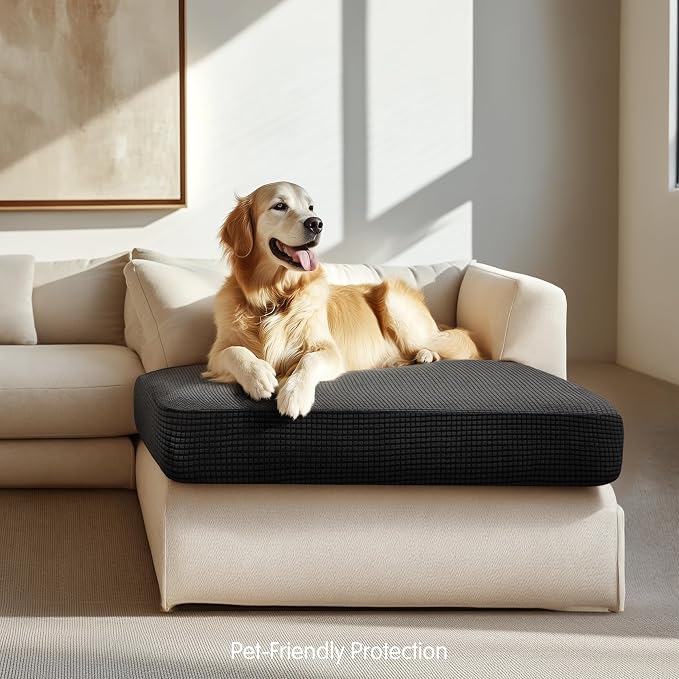 Hokway Stretch Chaise Cover Individual Couch Cushion Slipcovers Reversible Cushion Protector Slipcovers Sofa Cushion Protector Covers (Chaise Cover, Black) - Image 6