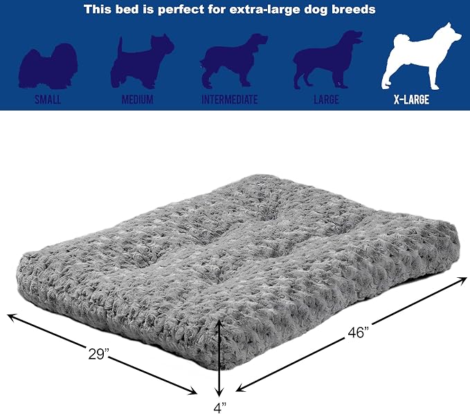 MidWest Homes for Pets XL QuietTime Deluxe Gray Ombré Swirl Plush Pet Bed, Machine Washable, Non-Skid Bottom, Soft Crate Mat for 48-inch Crates - Image 4