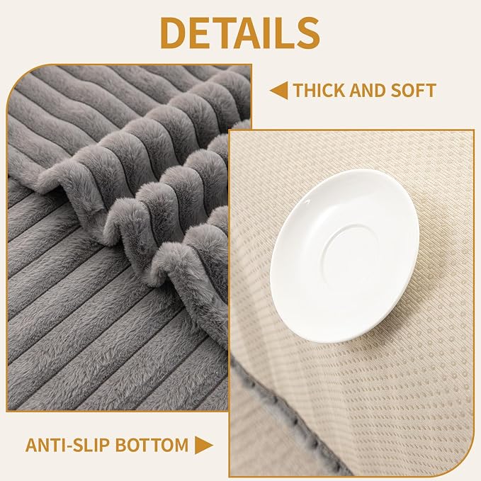 Deep Dream Couch Armrest Covers for Sofa, Soft Faux Fur Waterproof Couch Arm Covers Set of 2, Washable Recliner Chair Arm Cover Protector (Grey, 23" x 23" 2 Pack) - Image 4