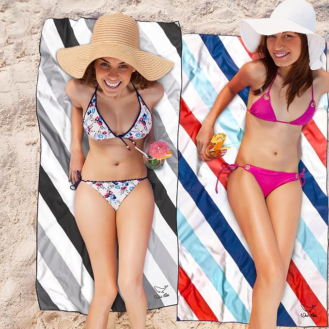 Whale Flotilla 6 Pack Large Quick Dry Beach Towel (30"x60"), Microfiber Sand-Free Beach Towel Set, Super Absorbent Compact Pool Travel Accessories, Navy/Black/Summer/Aqua/Blue/Purple - Image 9