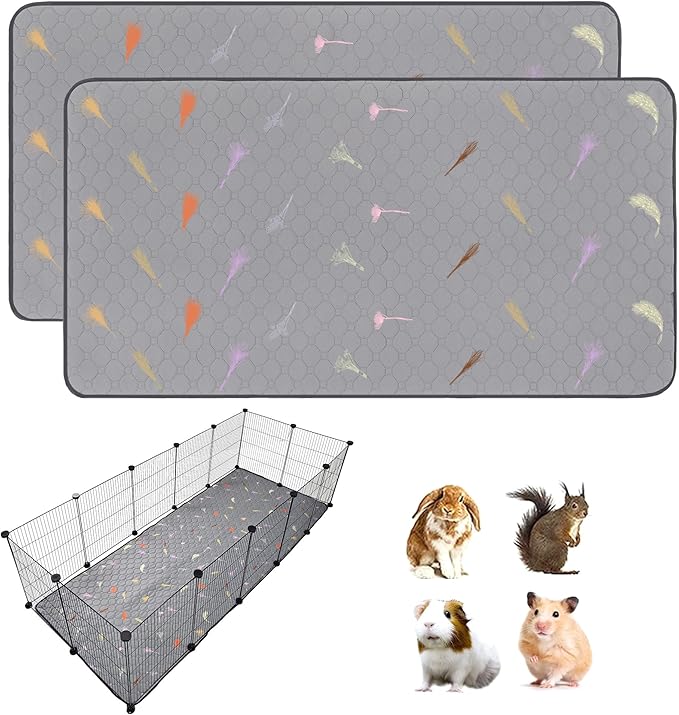 2Pcs Guinea Pig Cage Liners,Guinea Pig Fleece Cage Liners28''X70'' Super Absorbent Washable Pee Pads Reusable for Rabbit Hamster Chinchilla by LWYMX
