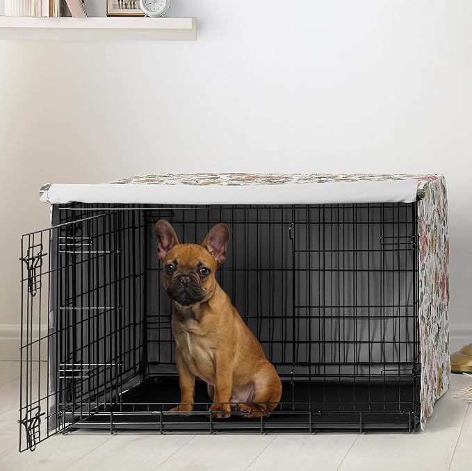 Sweet Jojo Designs 30in. Small/Medium Dog Crate Cover (Boho Vintage Floral) for Girls Pet Cage, Kennel Covers (Bohemian, Shabby Chic, Rose, Flower, Elegant, Wildflower, Farmhouse, Pink, Yellow, Green) - Image 2