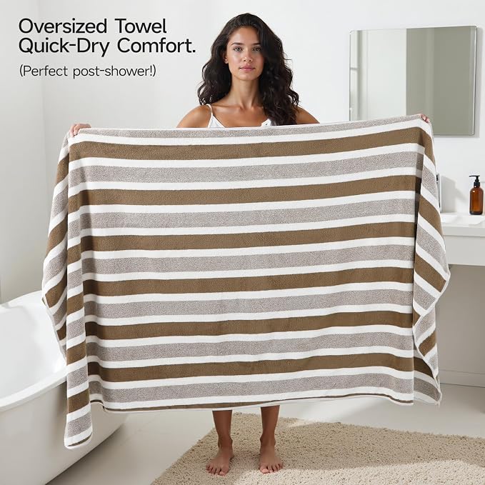 REDKISS 6-Piece Microfiber Bath Towel Set, Ultra Soft, Highly Absorbent & Quick Dry, 35x70 Inch Oversized, Brown Towels for Bathroom, Spa, Gym, 2 Bath 2 Hand 2 Washcloths - Image 6