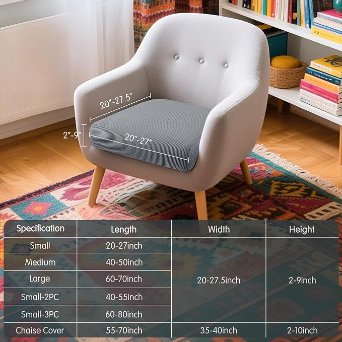 Hokway Couch Cushion Covers Stretch Cushion Covers Sofa Seat Cushion Slipcover Cushion Protector(Light Gray, Small) - Image 3