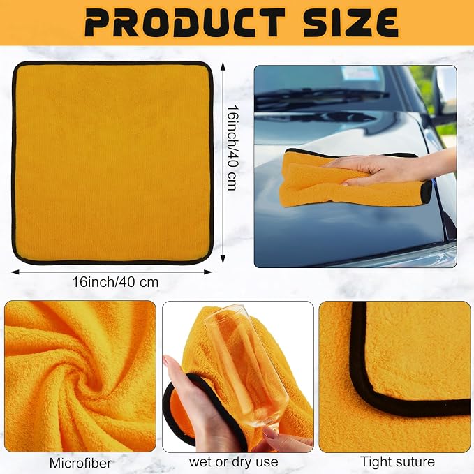 Tallew 80 Pcs Yellow Microfiber Towels: 16"x16" Microfiber Drying Towels Bulk Micro Fiber Car Cleaning Cloth for Cars Drying Washing Polishing Cleaning Household Supplies - Image 4